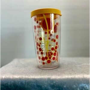 16oz Tervis Tumbler red and yellow dandelion seeds with yellow lid